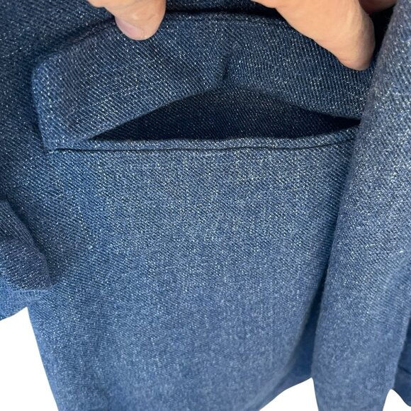 J. Jill Oversized Blazer Jacket L Blue Slat Open Front Roll Tab Sleeve Career - Picture 9 of 12